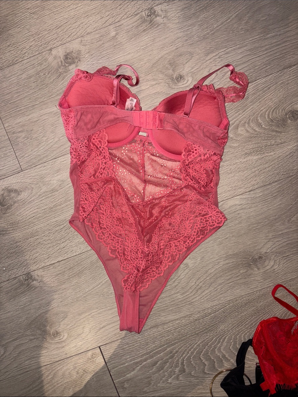 La Vie en rose Coral Lace Sheer Bodysuit - Picture 2 of 2